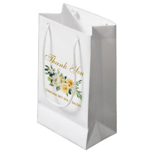 Aquarell Gelbe Flora Gold Elegante Vielen Dank Kleine Geschenktüte