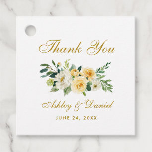 Aquarell Gelbe Florale Goldene Hochzeit Danke Geschenkanhänger