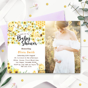 Aquarell Gelbe Honig Sonnenblume Biene Baby Shower Einladung