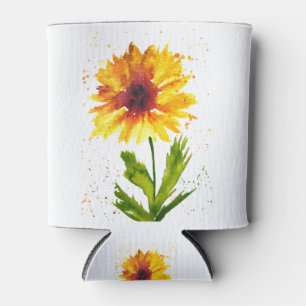 Aquarell gelbe Sonnenblume floral Natur schön Dosenkühler