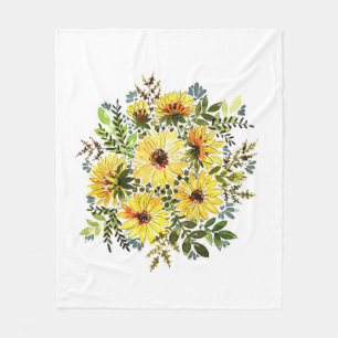Aquarell-Gelber Blumenstrauß: Daisy Love Fleecedecke