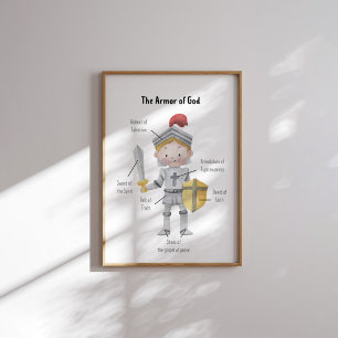 Aquarell Gelber Haar Junge die Rüstung Gottes druc Poster