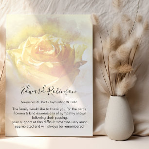 Aquarell-Gelber-Rosen-Gedenk-Dankeskarten Dankeskarte