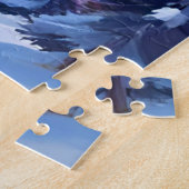 Aquarell-Gemälde Winter Mond Berg Puzzle (Seite)