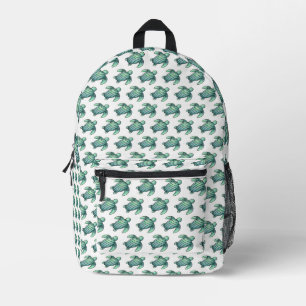 Aquarell gemalte Meeresschildkröte Cartoon blau gr Bedruckter Rucksack