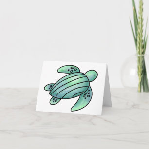 Aquarell gemalte Meeresschildkröte Cartoon blau gr Einladung
