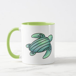 Aquarell gemalte Meeresschildkröte Cartoon blau gr Tasse