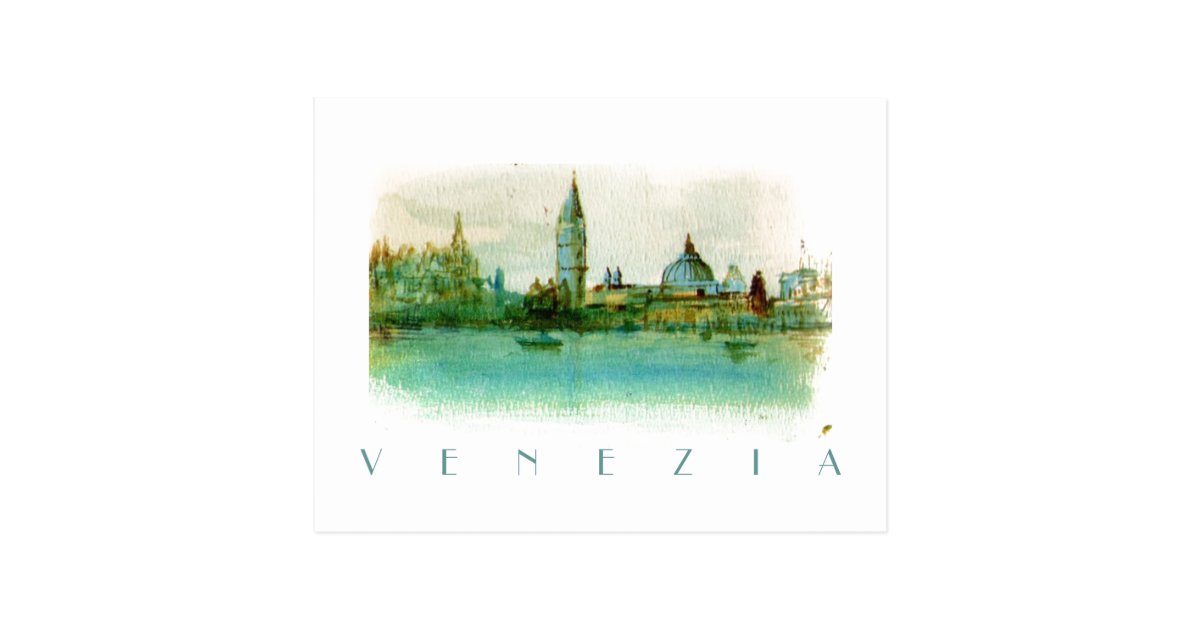 Aquarell Gemalte Skizze Postkarte Von Venedig Postkarte Zazzle De