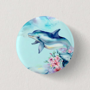 Aquarell-gemalter Delfin Button