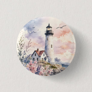 Aquarell-gemalter Leuchtturm Button