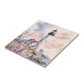 Aquarell-gemalter Leuchtturm Fliese (Seite)