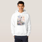 Aquarell gemalter Leuchtturm Hoodie (Vorne ganz)