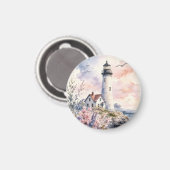 Aquarell-gemalter Leuchtturm Magnet (Vorderseite/Rückseite)
