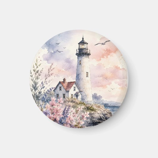 Aquarell-gemalter Leuchtturm Magnet (Vorne)