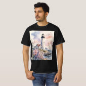 Aquarell gemalter Leuchtturm T-Shirt (Vorne ganz)