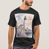 Aquarell-gemalter Leuchtturm T-Shirt (Vorderseite)
