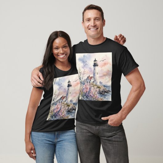 Aquarell-gemalter Leuchtturm T-Shirt (Unisex)