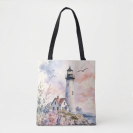 Aquarell gemalter Leuchtturm Tasche