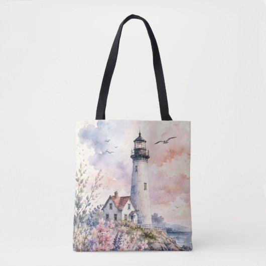 Aquarell gemalter Leuchtturm Tasche (Vorderseite)
