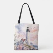 Aquarell gemalter Leuchtturm Tasche (Rückseite)