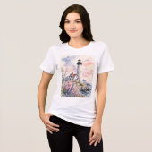 Aquarell gemalter Leuchtturm Tri-Blend Shirt (Vorderseite voll)