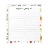 Aquarell-Gemüse-Einkaufsliste Notizblock (Vorderseite)