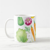 Aquarell-Gemüse-Gemüse-Muster monogrammiert Kaffeetasse (Links)