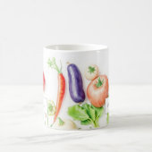 Aquarell-Gemüse-Gemüse-Muster monogrammiert Kaffeetasse (Mittel)