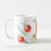 Aquarell-Gemüse-Gemüse-Muster monogrammiert Kaffeetasse (Links)