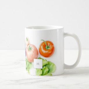 Aquarell-Gemüse-Gemüse-Muster monogrammiert Kaffeetasse