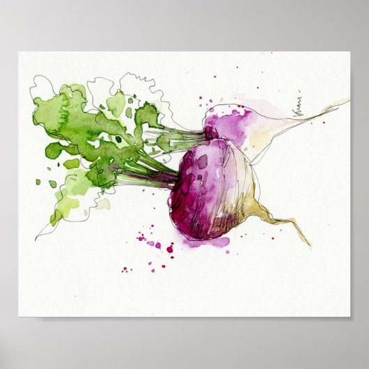 Aquarell Gemüsegarte Küche Kunst, Panzerblätterung Poster (Vorne)