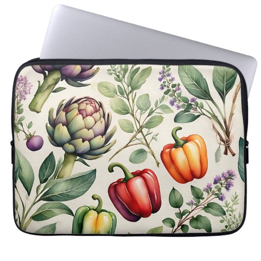 Aquarell-Gemüsegarten-Muster Laptopschutzhülle (Vorderseite)