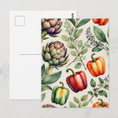 Aquarell-Gemüsegarten-Muster Postkarte (Vorne/Hinten)