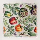 Aquarell-Gemüsegarten-Muster Puzzle (Horizontal)