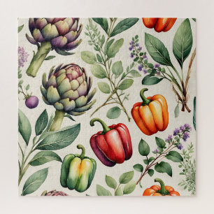 Aquarell-Gemüsegarten-Muster Puzzle