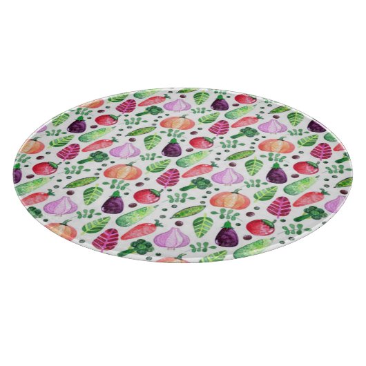 Aquarell Gemüsegarten Muster Schneidebrett (Ecke)