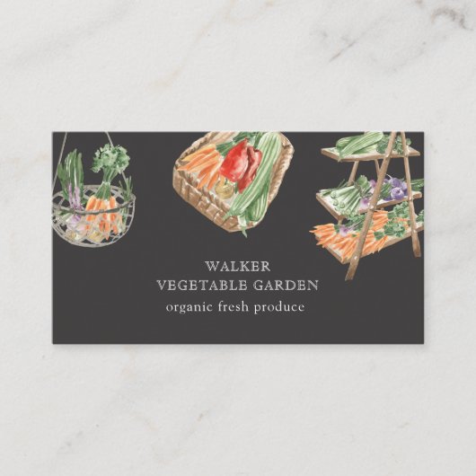 Aquarell Gemüsegarten Visitenkarte (Vorderseite)