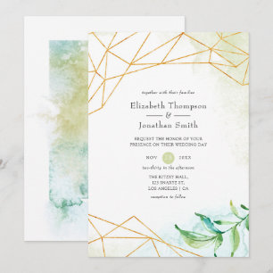 Aquarell-Geometrie-Kristall-Hochzeit Einladung