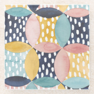 Aquarell-geometrische Kreise Glasuntersetzer
