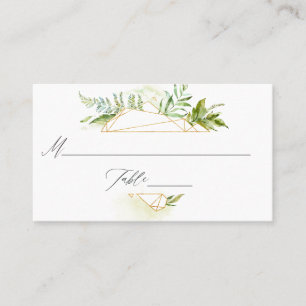 Aquarell geometrische Kristallgrün Hochzeit Platzkarte