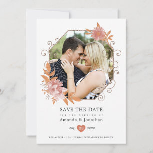 Aquarell geometrische Terrakotta-Hochzeit Save The Date