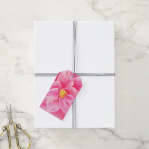 Aquarell-Geschenkumbauten der rosa Kamelie Blumen Geschenkanhänger
