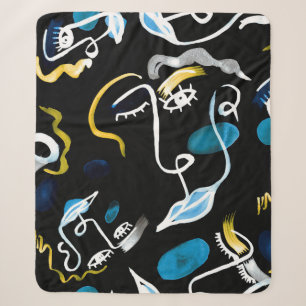 Aquarell-Gesichter und geometrische Formen abstrak Sherpadecke