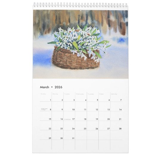 Aquarell gestaltet 2019 Wandkalender (Mär 2026)