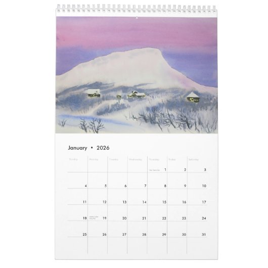 Aquarell gestaltet 2019 Wandkalender (Jan 2026)