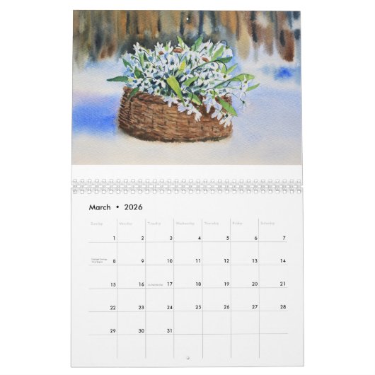 Aquarell gestaltet Wand 2019 landschaftlich Kalender (Mär 2026)