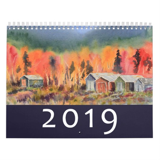 Aquarell gestaltet Wand 2019 landschaftlich Kalender (Titelbild)