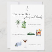 Aquarell | Getränkekarte für Braut und Bräutigam Einladung (Vorderseite)