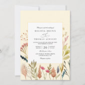 Aquarell getrocknete Boho Gras Blumen QR-Code Hoch Einladung (Vorderseite)