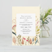 Aquarell getrocknete Boho Gras Blumen QR-Code Hoch Einladung (Stehend Vorderseite)